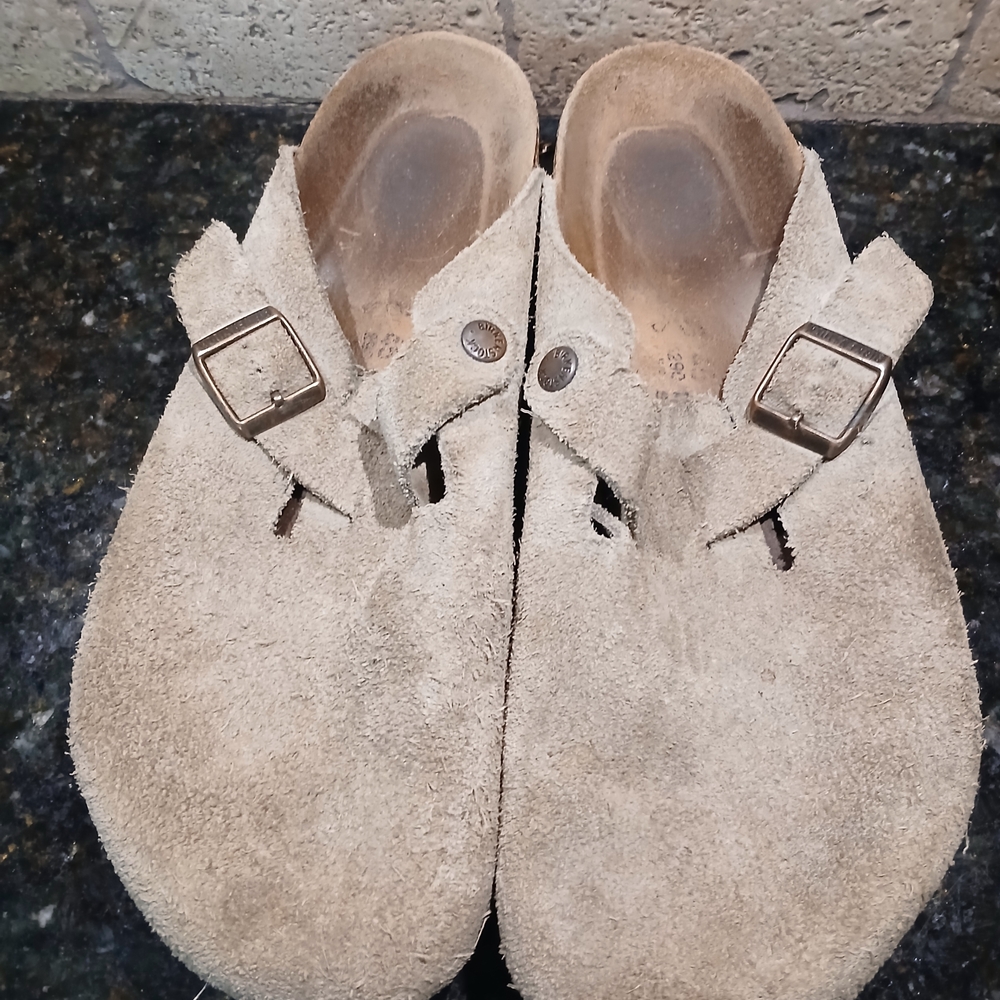 Mens Boston Suede Buckle Shoes - Tan